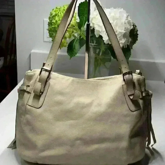 Dooney & Bourke Pebbled Leather Nina Bag/Tote/Sachel/Shoulder Bag Cream Color - Picture 3 of 16